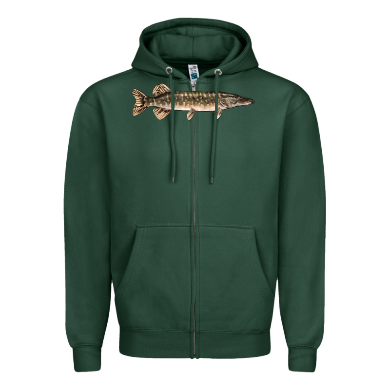 Northern Pike Fish Illustrations Zipper Hoodie by LillyAllenDesigns | Teevron