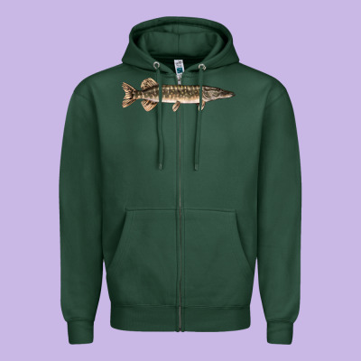 Northern Pike Fish Illustrations Zipper Hoodie Designed By Lillyallendesigns