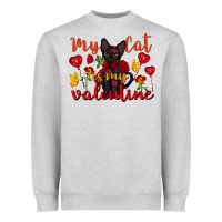 Heather Grey my cat is my valentine valentine's day Heavyweight Sweatshirt - FaDigitalArtStudio