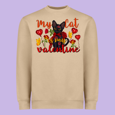 My Cat Is My Valentine Valentine's Day Heavyweight Sweatshirt Designed By Fadigitalartstudio