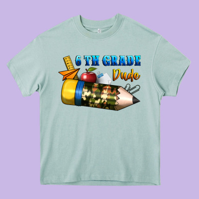 6 Th Grade Dude Heavy Core Tee Designed By Bundleandbundleshop