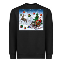 Christmas Santa Deer And Presents Heavyweight Sweatshirt | Teevron