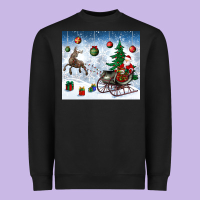 Christmas Santa Deer And Presents Heavyweight Sweatshirt Designed By Bundleandbundleshop