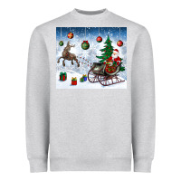 Heather Grey christmas santa deer and presents Heavyweight Sweatshirt - BundleAndBundleShop