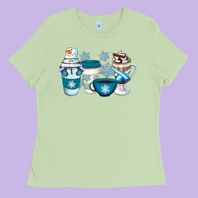 Winter Coffee Cups Ladies Tee Designed By Artiststas