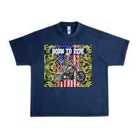 Navy born to ride Urban Heavy Tee - TumblerDesignByShophia