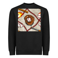 Black baseball glove and bat seamless pattern Heavyweight Sweatshirt - BundleAndBundleShop