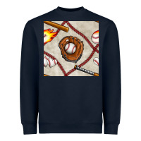 Navy baseball glove and bat seamless pattern Heavyweight Sweatshirt - BundleAndBundleShop