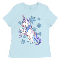 Baby Blue Winter unicorn Ladies Tee - Artiststas