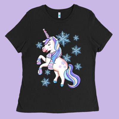 Winter Unicorn Ladies Tee Designed By Artiststas