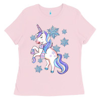 Bubblegum Pink Winter unicorn Ladies Tee - Artiststas