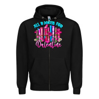 Black All Booked For Valentines Zipper Hoodie - CowhideDigitalArt