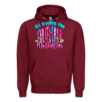 Burgundy All Booked For Valentines Zipper Hoodie - CowhideDigitalArt
