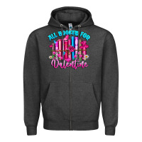 Charcoal Heather All Booked For Valentines Zipper Hoodie - CowhideDigitalArt