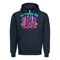 Navy All Booked For Valentines Zipper Hoodie - CowhideDigitalArt