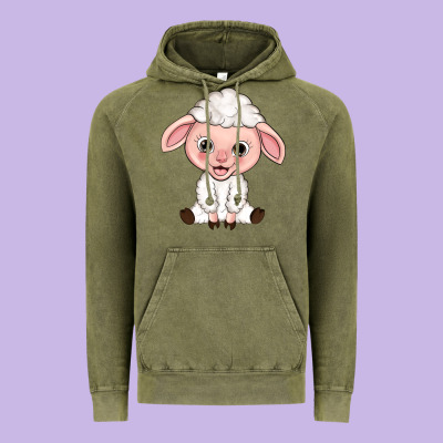 Cartoon Lamb Vintage Hoodie Designed By Howdyjamesfarm