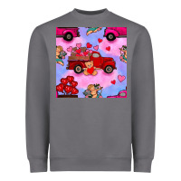 Storm valentines day truck and cupid in the sky seamless pattern Heavyweight Sweatshirt - BundleAndBundleShop