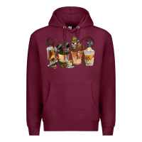 Burgundy Fishing Coffee Cups Premium Hoodie - FaDigitalArtStudio