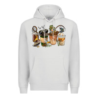Dove Grey Fishing Coffee Cups Premium Hoodie - FaDigitalArtStudio