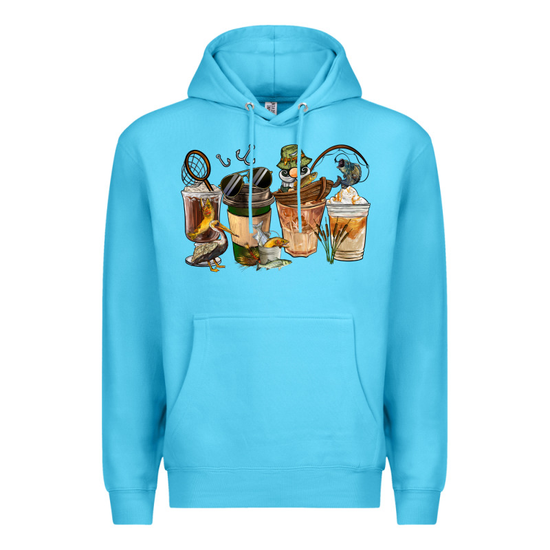 Fishing Coffee Cups Premium Hoodie by FaDigitalArtStudio | Teevron