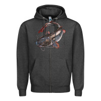 Charcoal Heather Catfish Illustrations Zipper Hoodie - LillyAllenDesigns