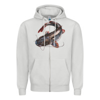 Dove Grey Catfish Illustrations Zipper Hoodie - LillyAllenDesigns