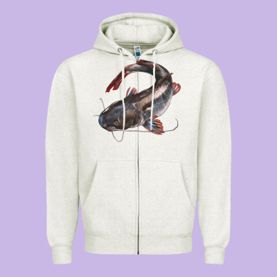 Catfish Illustrations Zipper Hoodie Designed By Lillyallendesigns