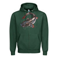 Sports Green Catfish Illustrations Zipper Hoodie - LillyAllenDesigns