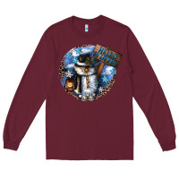 Burgundy hello winter Long Sleeve Tee - CowGirlArtShop