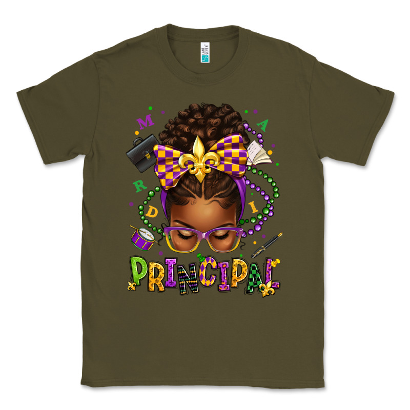 Mardi Gras Principal Afro Messy Bun Classic Tee by texasbilliewilder | Teevron