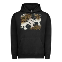 Pigment Black black and white cowhide background Urban Hoodie - BarkalooDesign