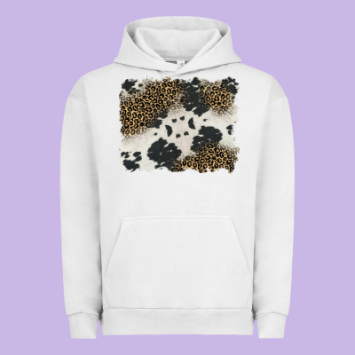 Black And White Cowhide Background Urban Hoodie Designed By Barkaloodesign