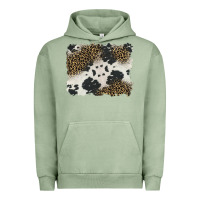 Pigment Oil Green black and white cowhide background Urban Hoodie - BarkalooDesign