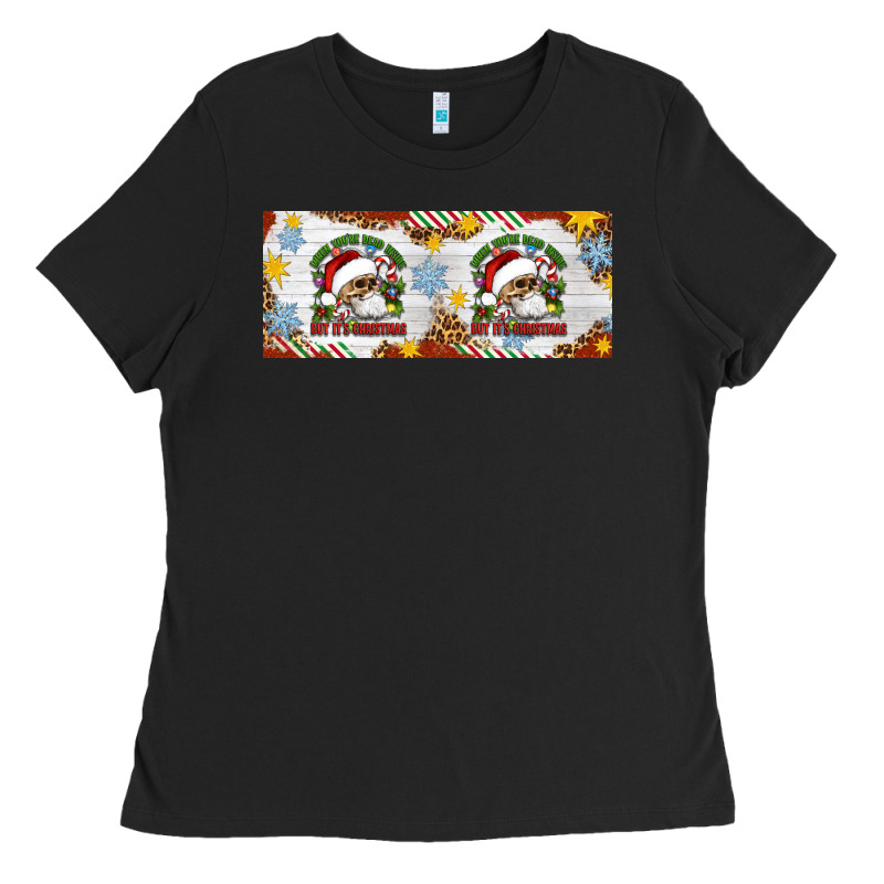 When You're Dead Inside But It's Christmas Hippie Skeleton Santa Ladies Tee by Artiststas | Teevron