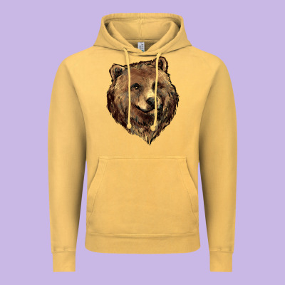 Grizzly Bear Head Vintage Hoodie Designed By Howdyjamesfarm