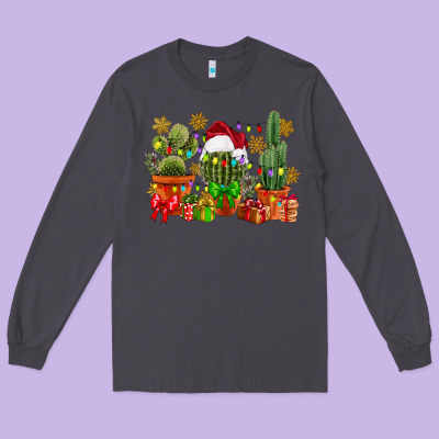 Christmas Cactus Long Sleeve Tee Designed By Cowgirlartshop