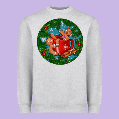 Gingerbread Men With Hot Chocolate Heavyweight Sweatshirt Designed By Bundleandbundleshop