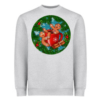 Heather Grey gingerbread men with hot chocolate Heavyweight Sweatshirt - BundleAndBundleShop