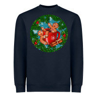 Navy gingerbread men with hot chocolate Heavyweight Sweatshirt - BundleAndBundleShop