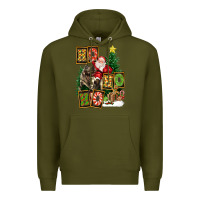 Army Green Christmas Trex Ho Ho Ho Santa Premium Hoodie - FaDigitalArtStudio
