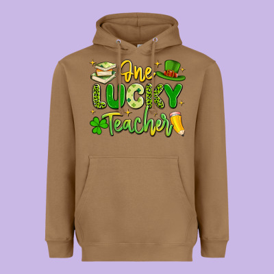 One Lucky Teacher Heavyweight Hoodie Designed By Artiststas