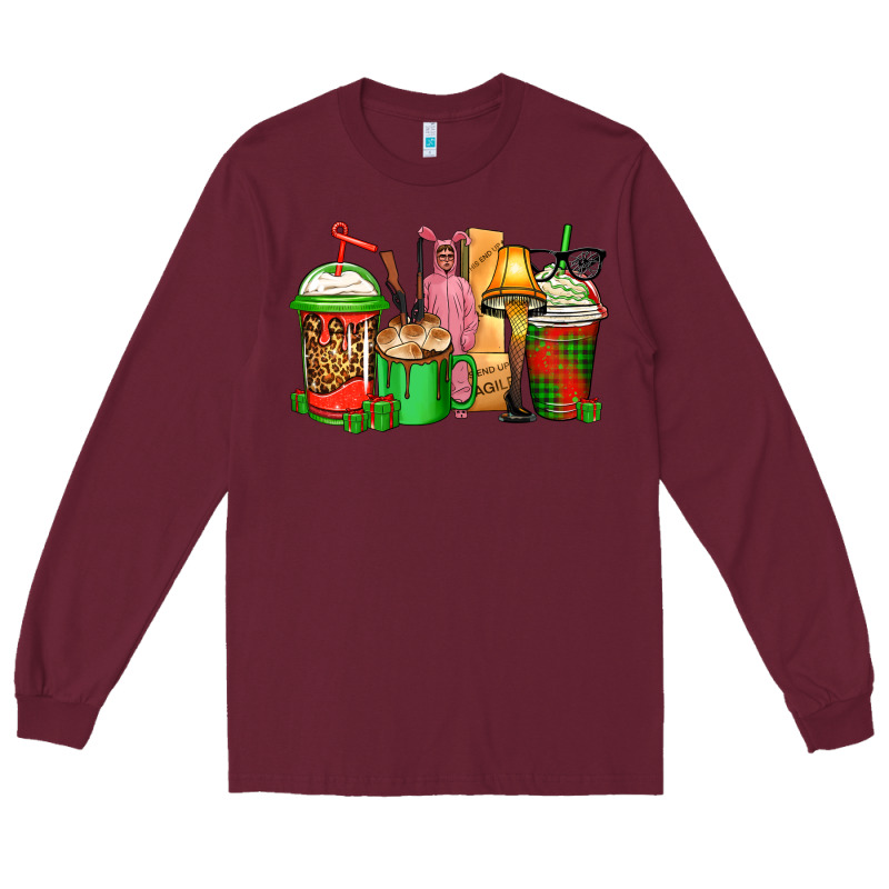 Christmas Movie Coffee Cups Long Sleeve Tee by CowGirlArtShop | Teevron