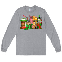 Heather Grey christmas movie coffee cups Long Sleeve Tee - CowGirlArtShop