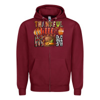 Burgundy Thankful Little Mon Zipper Hoodie - CowhideDigitalArt