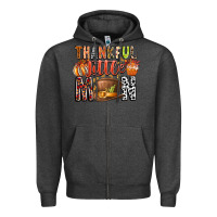 Charcoal Heather Thankful Little Mon Zipper Hoodie - CowhideDigitalArt