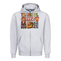 Heather Grey Thankful Little Mon Zipper Hoodie - CowhideDigitalArt