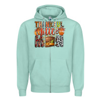 Seafoam Thankful Little Mon Zipper Hoodie - CowhideDigitalArt