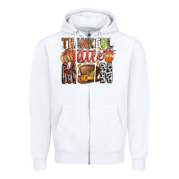 White Thankful Little Mon Zipper Hoodie - CowhideDigitalArt