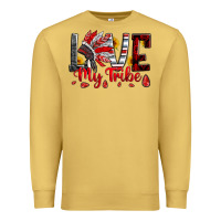 Antique Gold red black grey white love my tribe indian headdres Premium Sweatshirt - Artiststas