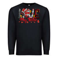 Black red black grey white love my tribe indian headdres Premium Sweatshirt - Artiststas